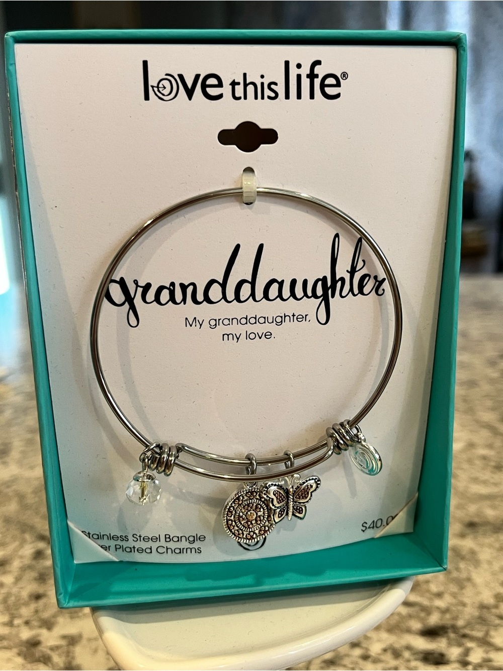 Love This Life Silver 'Granddaughter' Charm Bangle New